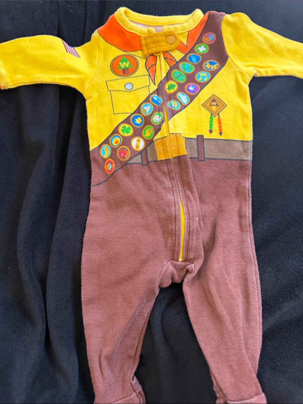 Disney Yellow and Brown Kids Merit Badge Footed One-Piece